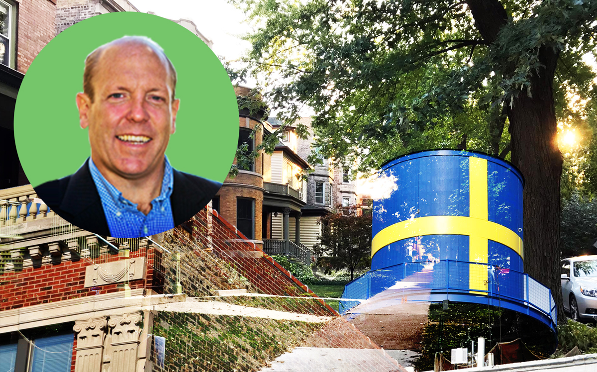 Alderman Harry Osterman and a shot of East Andersonville overlayed with Andersonville’s iconic water tower (Credit: 48thward and Facebook)