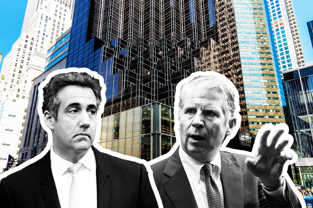 Michael Cohen, Cyrus Vance Jr., and Trump Tower at 725 5th Avenue (Credit: Getty Images and Trump Tower NY)