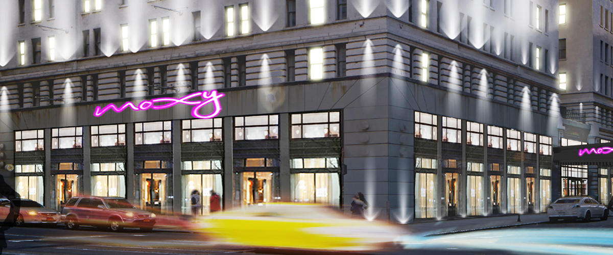 A rendering of Moxy Hotel (Credit: Saperstones)