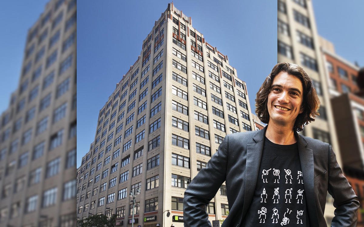 21 Penn Plaza and Adam Neumann (Credit: SL Green and Getty Images)