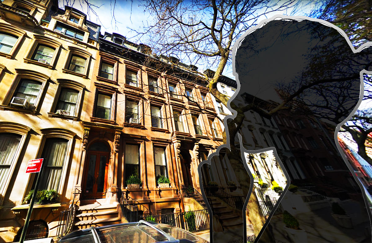 218 Columbia Heights in Brooklyn and a silhouette of a person whispering (Credit: Google Maps and iStock)