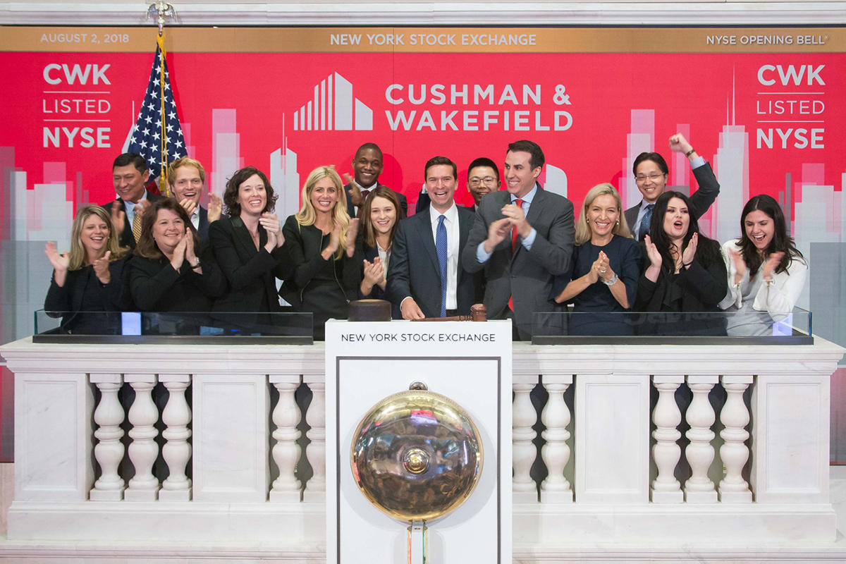 Cushman &amp; Wakefield ring the opening bell at the New York Stock Exchange (Credit: Cushman &amp; Wakefield)