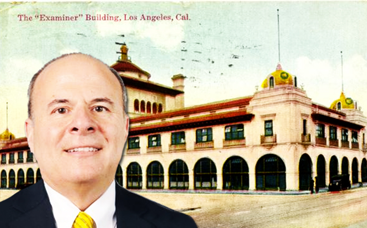 University Realty CEO M. Randy Levin and the Herald Examiner building