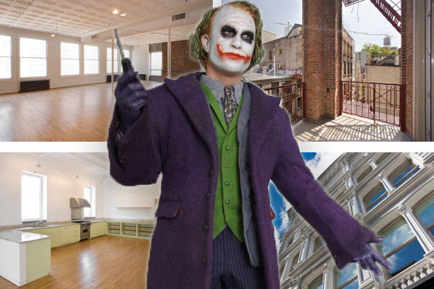 Heath Ledger as the Joker and the apartment at 421 Broome Street (photo credit: Warner Brothers).