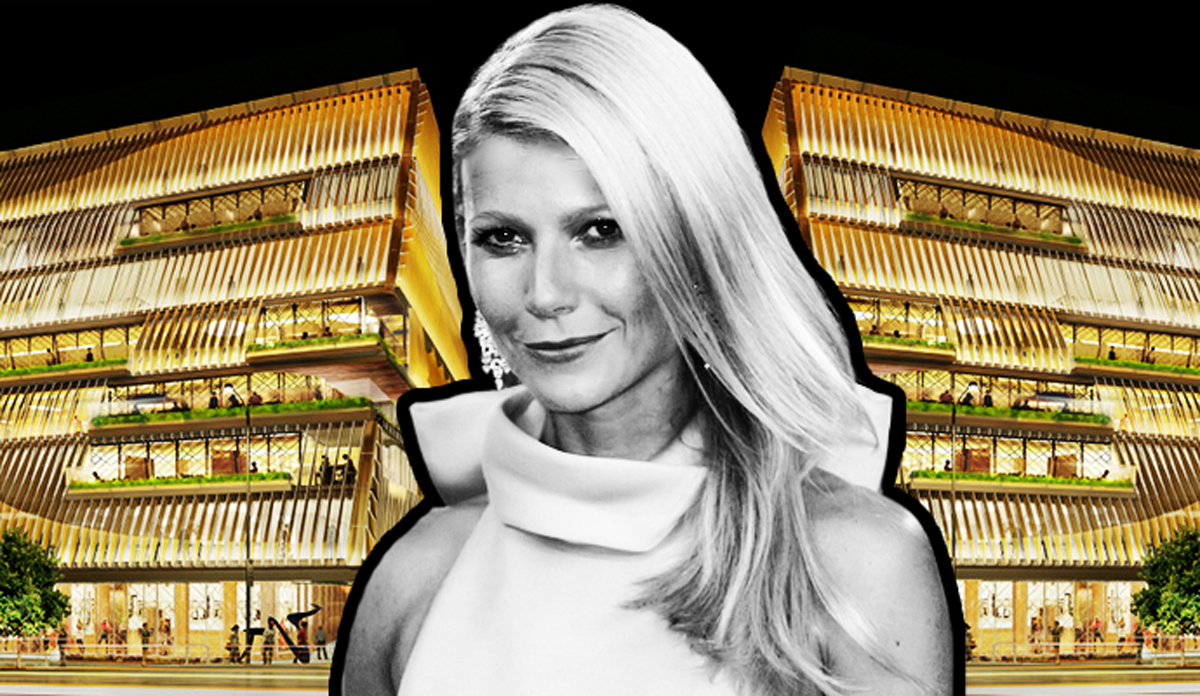 Gwyneth Paltrow and a rendering of 8920 Sunset Boulevard