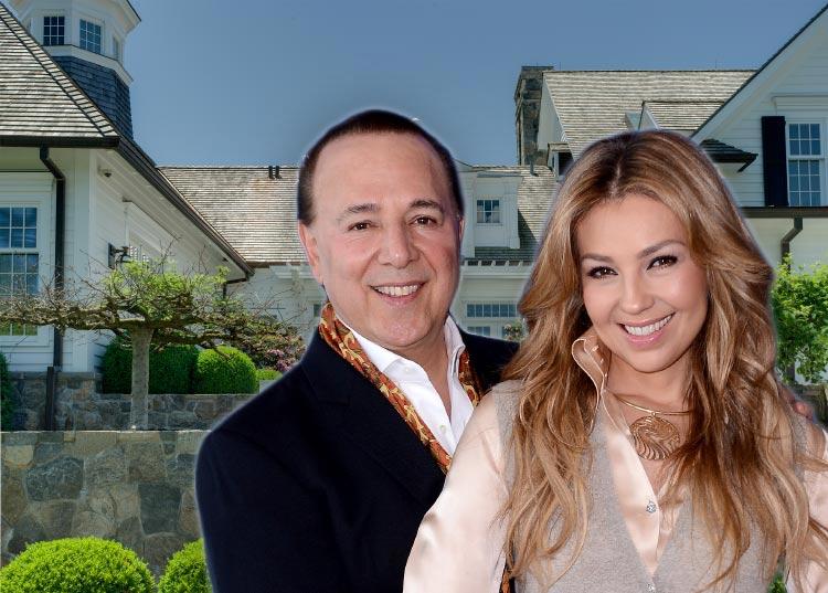 Tommy Mottola and Thalia (credit: Getty and Douglas Elliman)