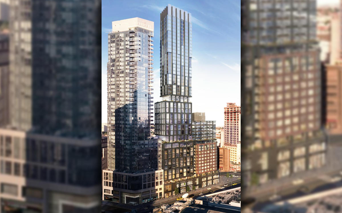 A rendering of 570 Fulton Street (Credit: Slate Property Group via YIMBY)