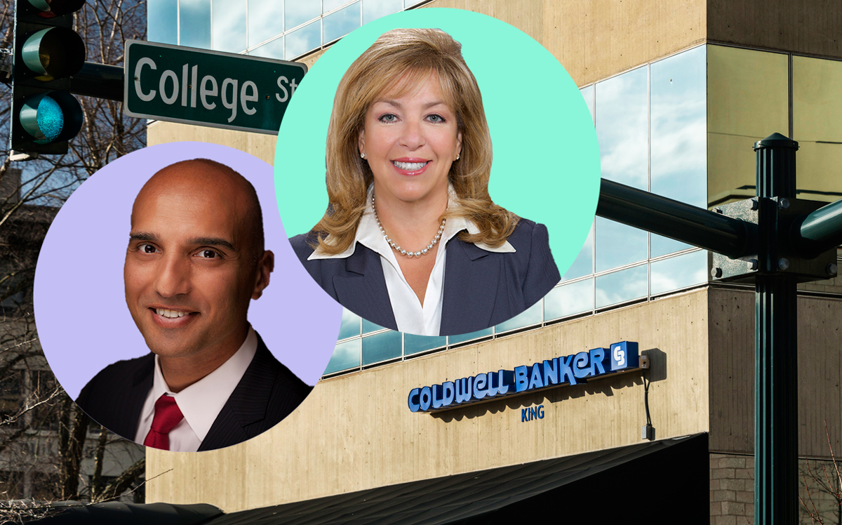 Ayoub Rabah (purple), Fran Broude (teal), and a Coldwell Banker office (Credit: iStock and Coldwell Banker)