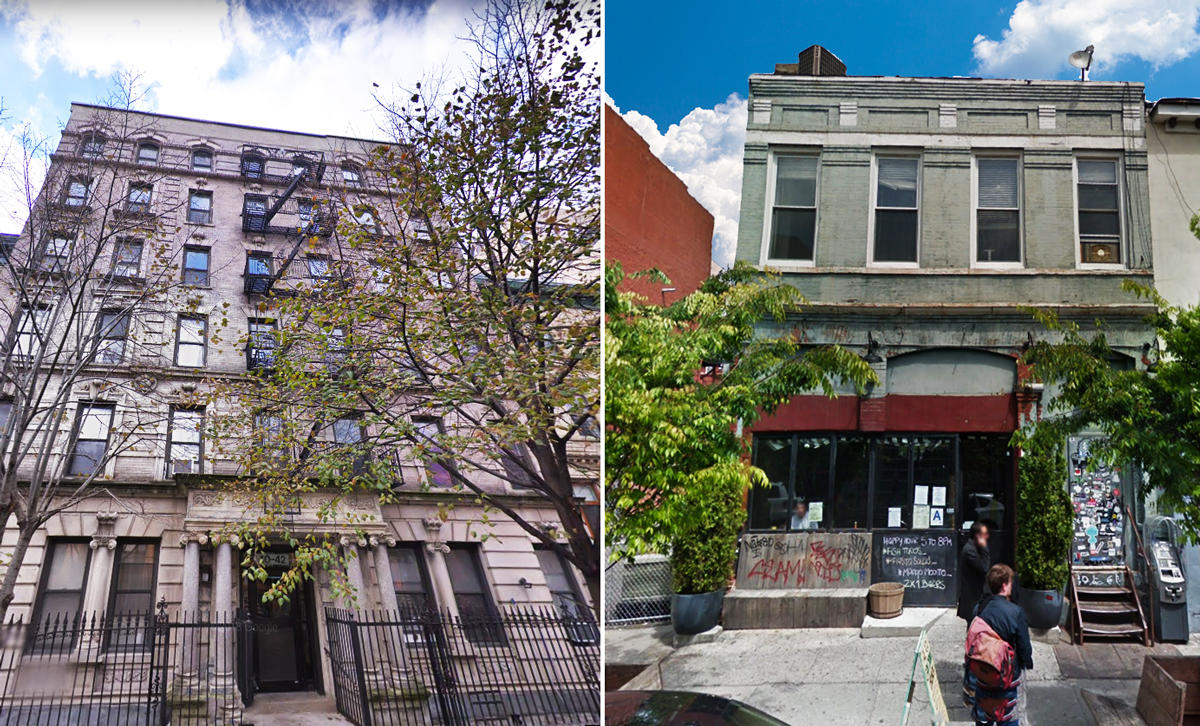 From left: 40 West 127th Street and 93 North 6th Street in Brooklyn (Credit: Google Maps)