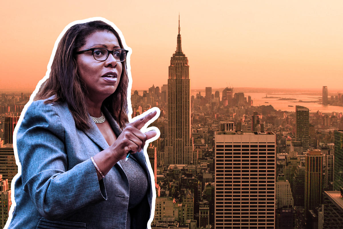 Letitia James and the Manhattan skyline (Credit: Getty Images)