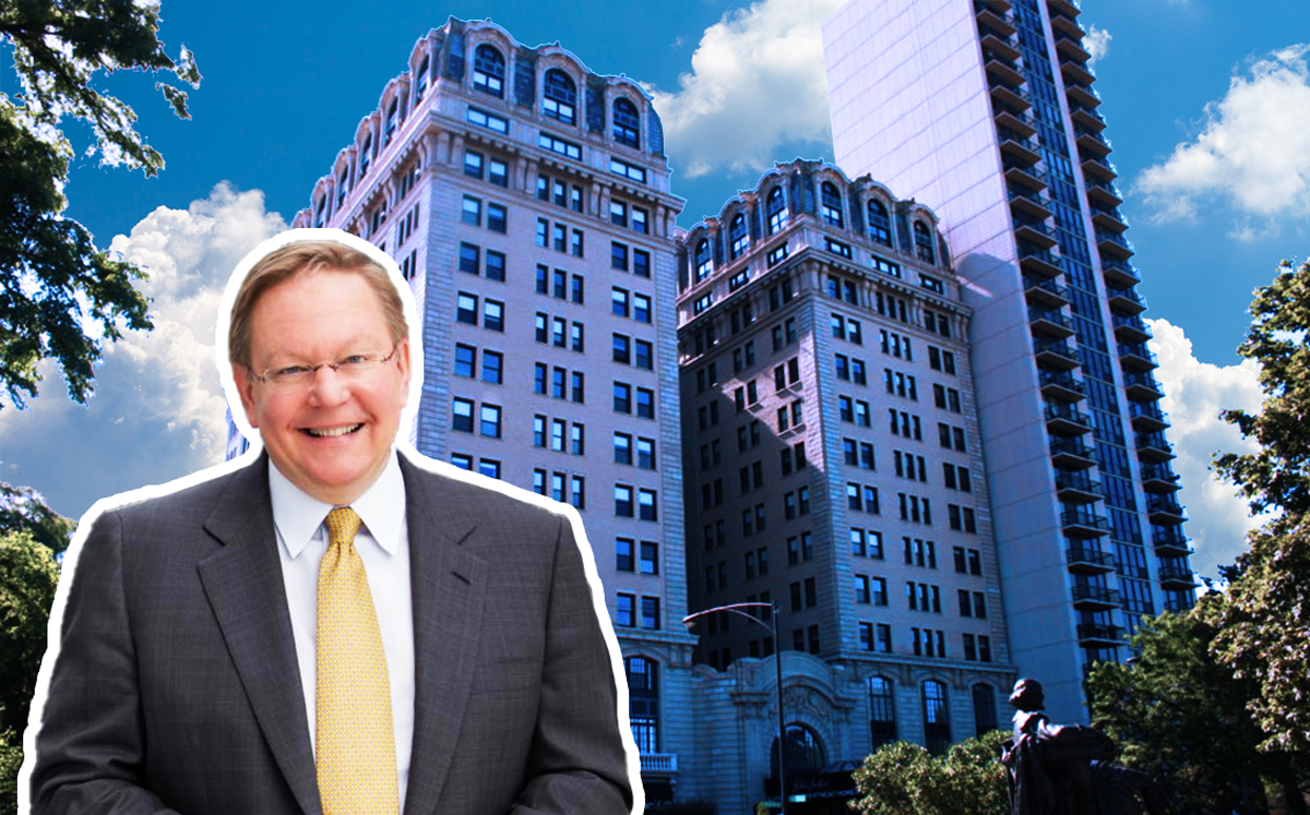 PGIM CEO David Hunt and 2300 North Lincoln Park West (Credit: PGIM and Pearson Realty Group)