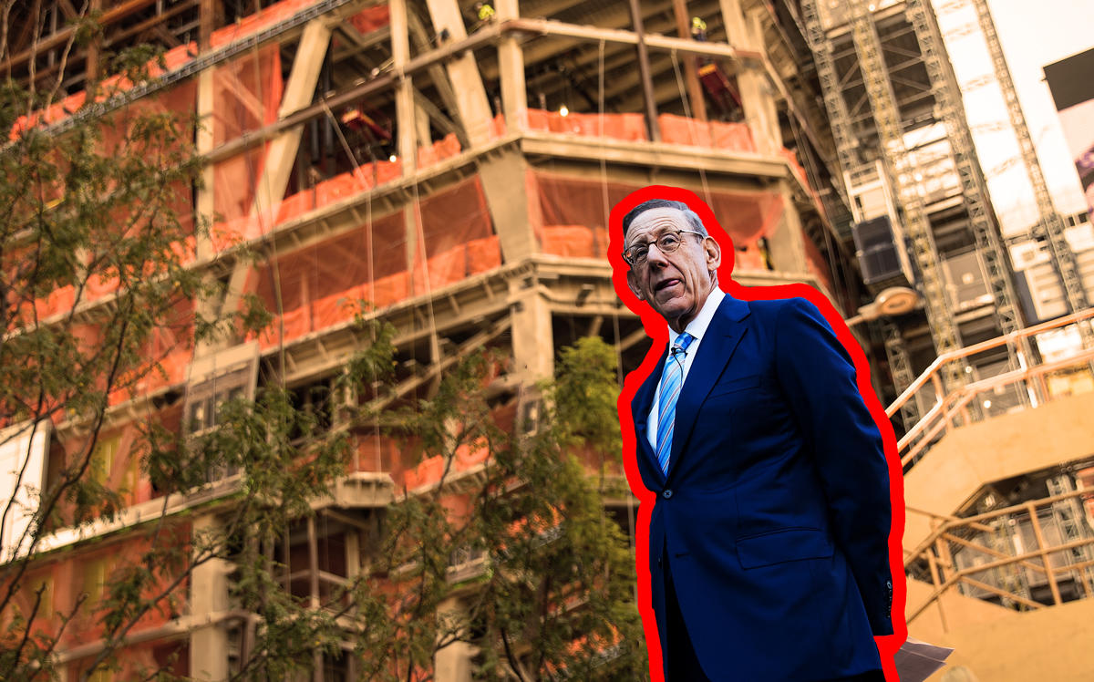 Stephen Ross at the construction site of 50 Hudson Yards (Credit: Getty Images)
