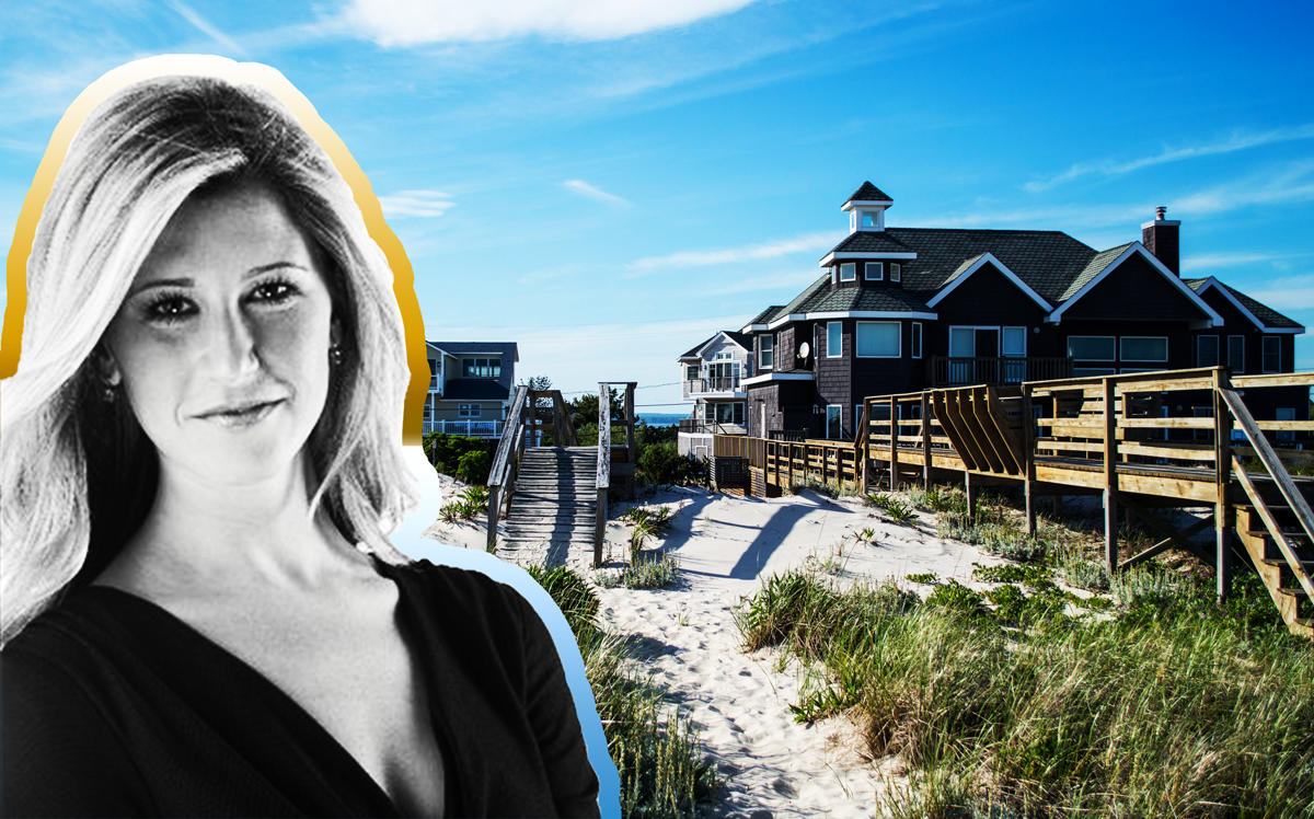 Stefani Berkin and beach houses in the Hamptons (Credit: Twitter and iStock)