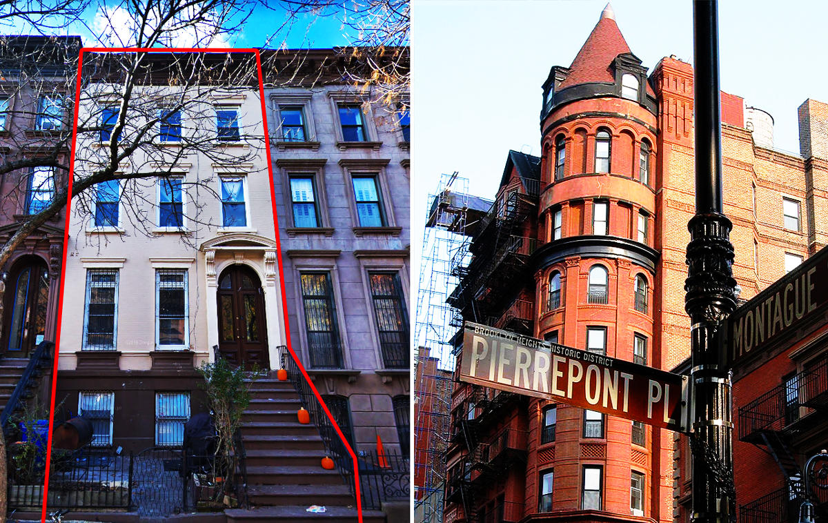 144 St James Place and 62 Montague Street in Brooklyn (Credit: Google Maps and Wikipedia)