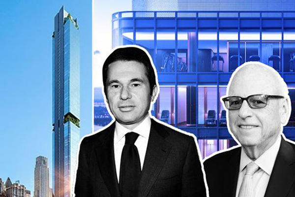 From left: Davide Bizzi, Howard Lorber, and renderings with 125 Greenwich Street (Credit: Getty Images)