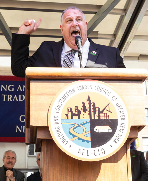 Gary LaBarbera at a construction union rally in Union Square