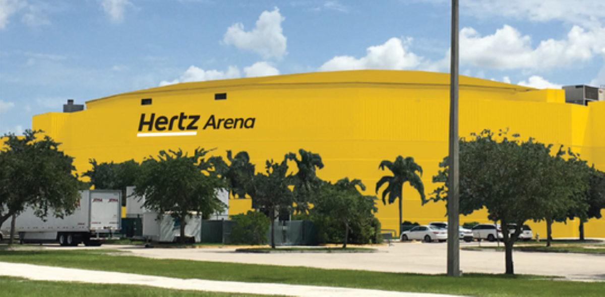 Hertz Arena rendering in proposed color scheme (Credit: Naples Daily News)
