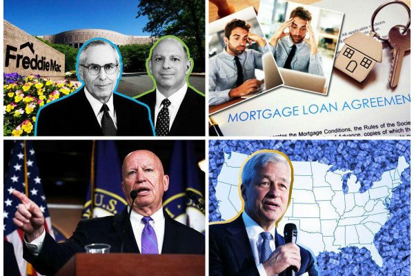 <em>Clockwise from top left: Freddie Mac starts search for new CEO as current one plans to retire, home loan originations hit a four-year-low in the second quarter, JPMorgan Chase initiative will let cities compete for $500M in funding, and House Republicans introduce legislation to make tax cuts for individuals permanent.</em>