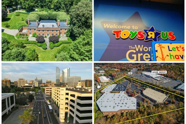 <em>Clockwise from top left: Bedford Hills manor house with ties to England’s Earls of Essex seeks $12.5M, Wells Fargo unit scoops up vacant Toys “R” Us store in Norwalk for $3.9M, Trumbull office building will likely get a senior housing conversion, and a redevelopment plan for the White Plains Malls was just approved.</em>