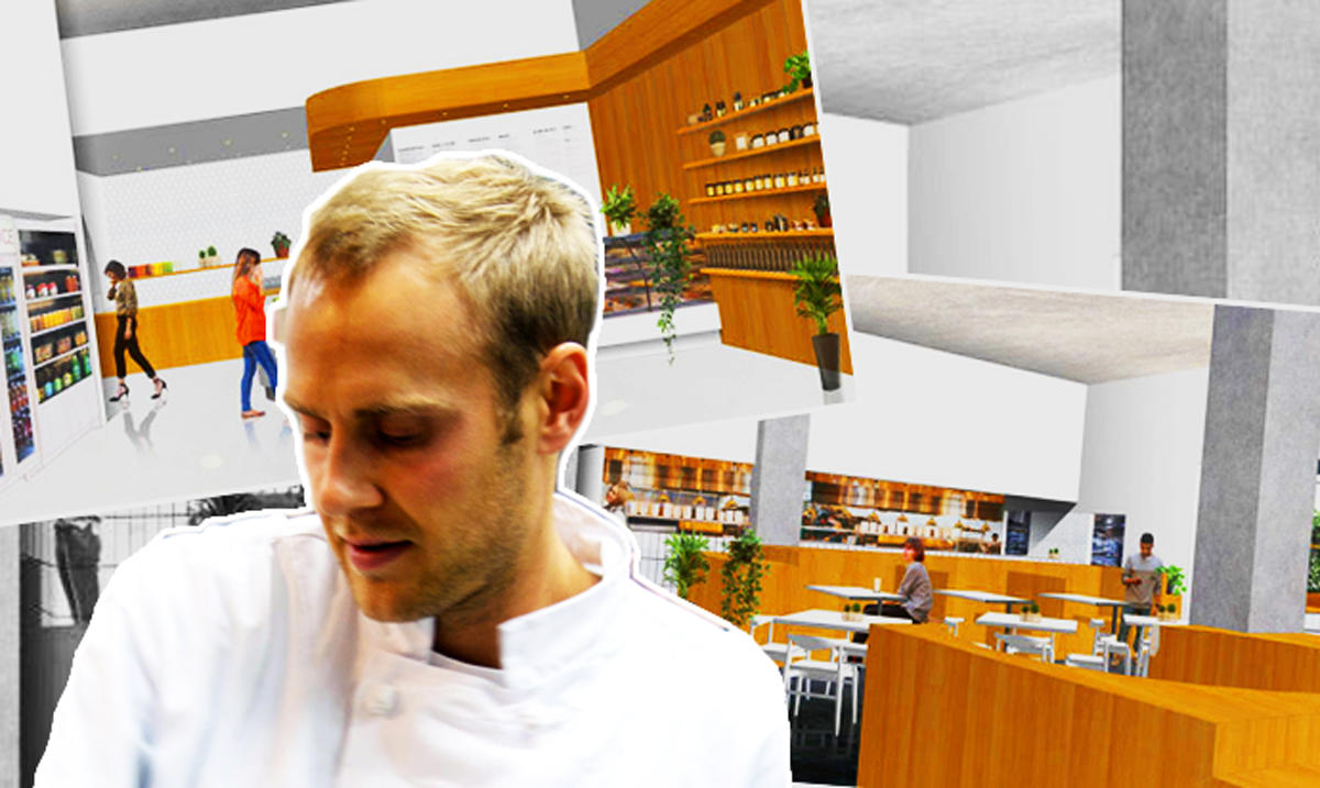 Christopher Slawson and renderings of his restaurant