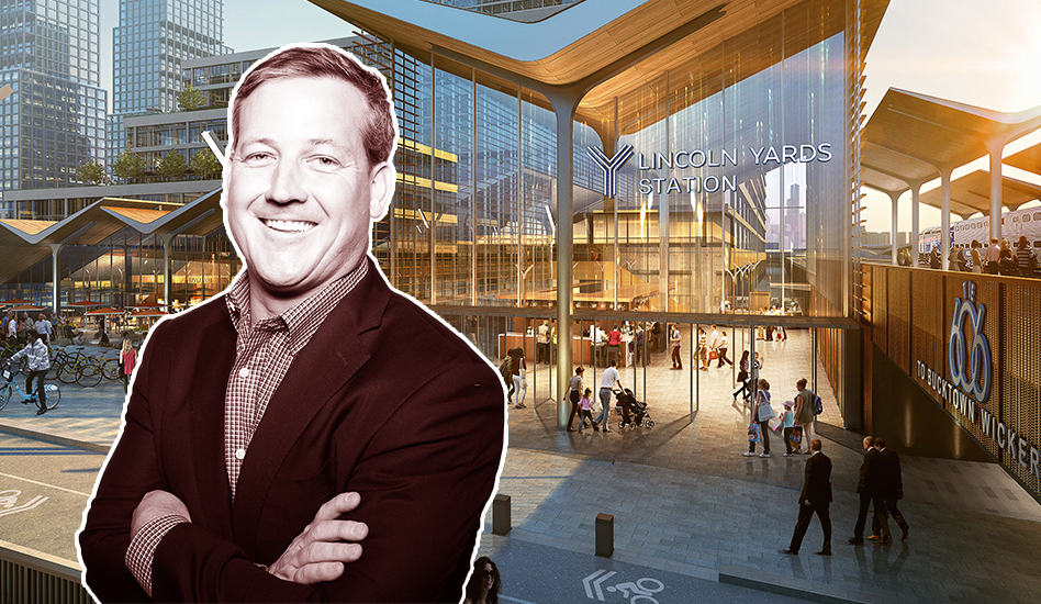 Sterling Bay's Andy Gloor and a rendering of of Lincoln Yards (Credit: Sterling Bay)