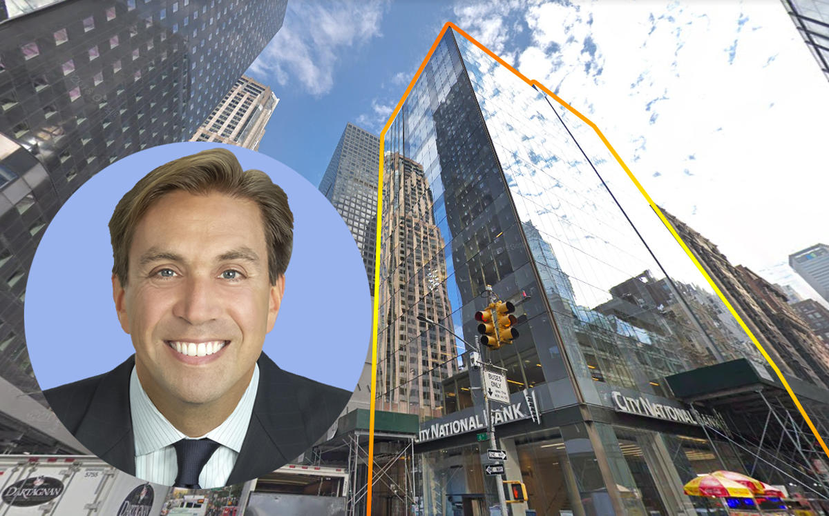 Avison Young's Todd Korren and 1140 Sixth Avenue (Credit: Avison Young and Google Maps)