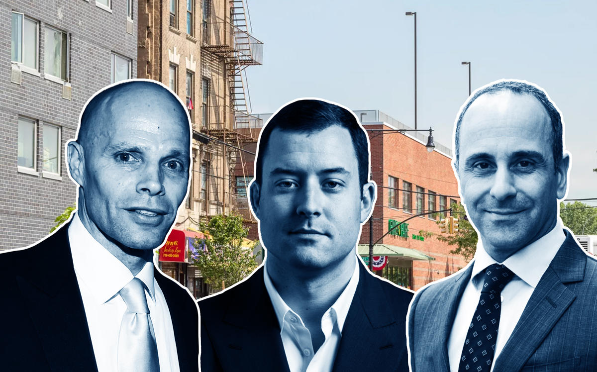 From left: Keith Rubenstein, Mario Faggiano, Joe Monteleone, and a view of Mott Haven in the Bronx (Credit: Getty Images, Twitter, Somerset Partners, and Max Touhey via Curbed NY)