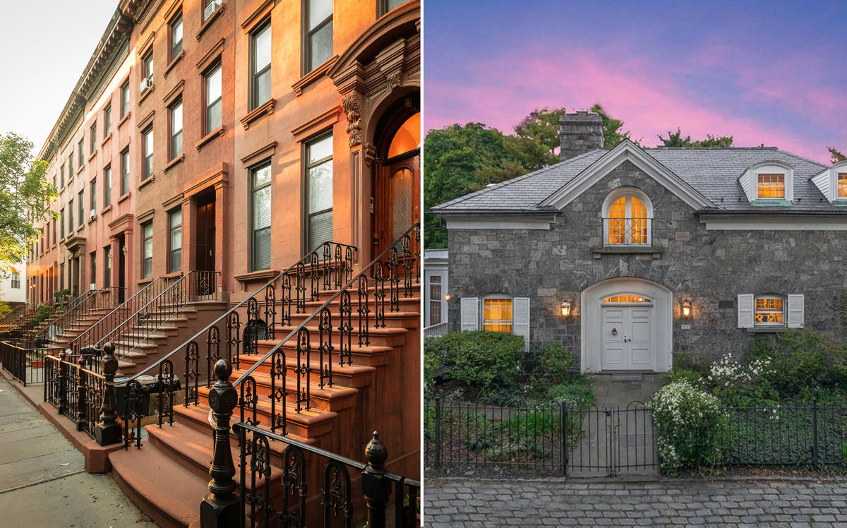 Brooklyn brownstones and  5253 Sycamore Avenue in Riverdale (Credit: iStock and Curbed NY)