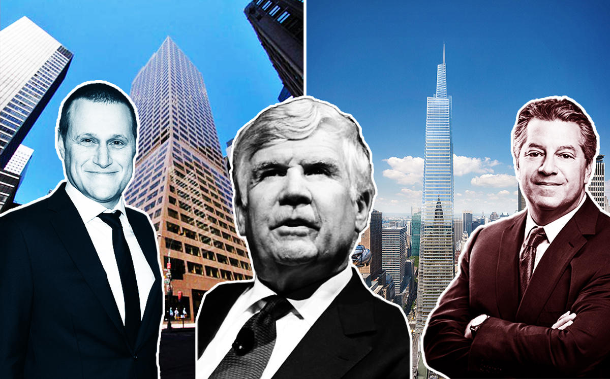 From left: Tishman Speyer's Rob Speyer, 520 Madison, The Carlyle Group’s William Conway Jr., One Vanderbilt, and SL Green's Marc Holliday (Credit: Getty Images, Tishman Speyer, Alchetron, KPF, and SL Green)