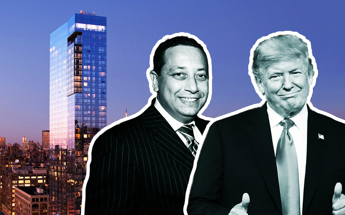 From left: 246 Spring Street, Felix Sater, and Donald Trump (Credit: The Dominick Hotel and Getty Images)