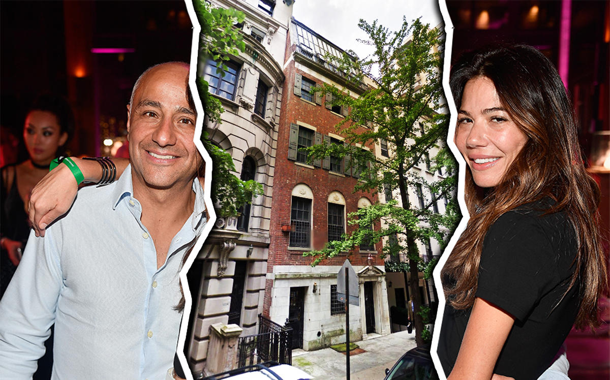 From left: David Mugrabi, 12 East 82nd Street, and Libbie Mugrabi (Credit: Getty Images and Google Maps)