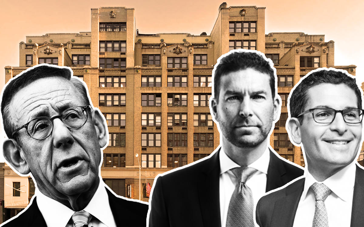 From left: Steve Ross, 321 West 44th Street, and East End Capital's Jonathon Yormak and David Peretz (Credit: Getty Images, CoStar, and East End Capital)