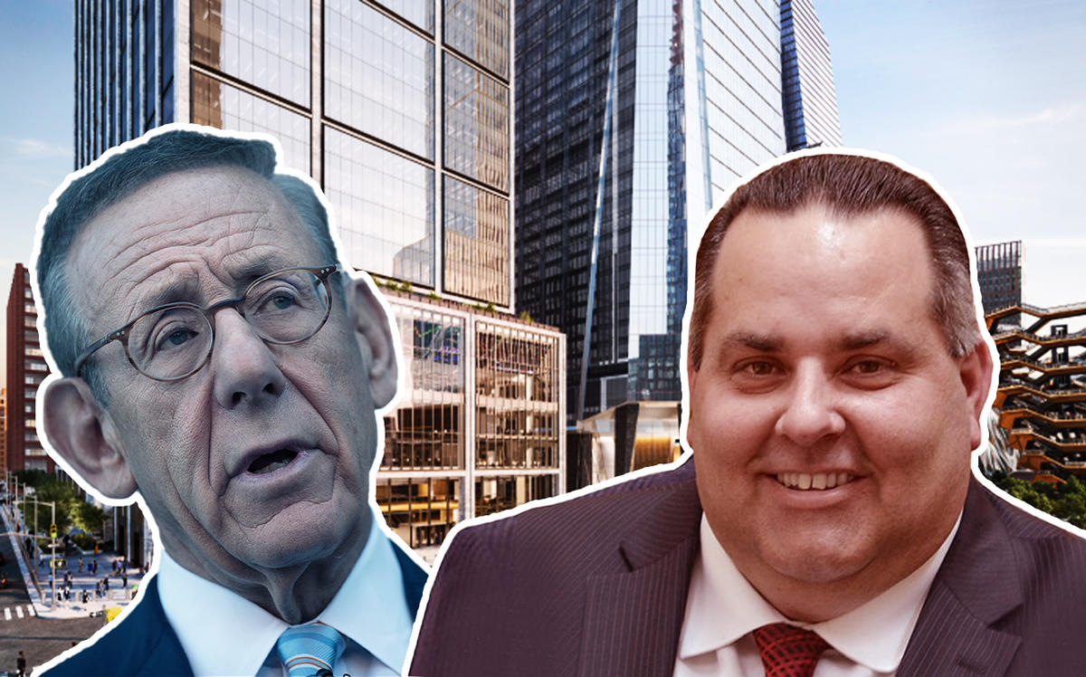 Steve Ross, Joseph Geiger, and 50 Hudson Yards (Credit: Getty Images and CCA Metro)