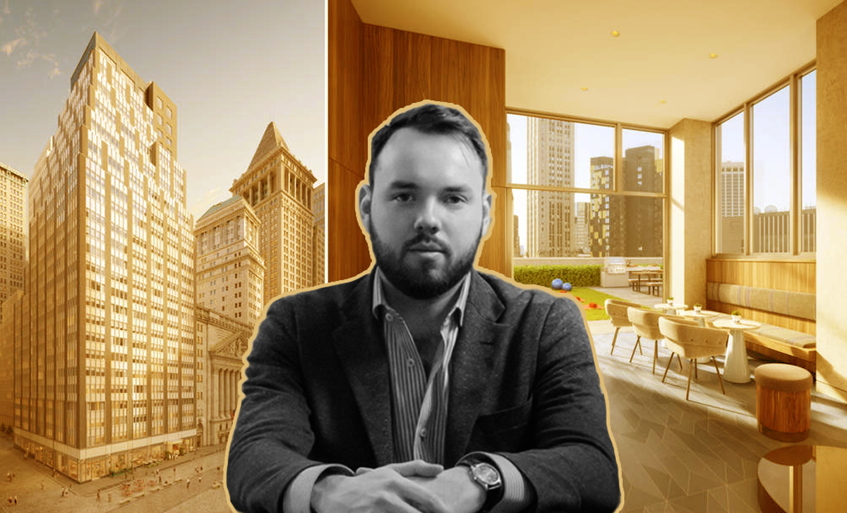 Sonder CEO Francis Davidson and 20 Broad Street (Credit: Twitter and CityRealty)