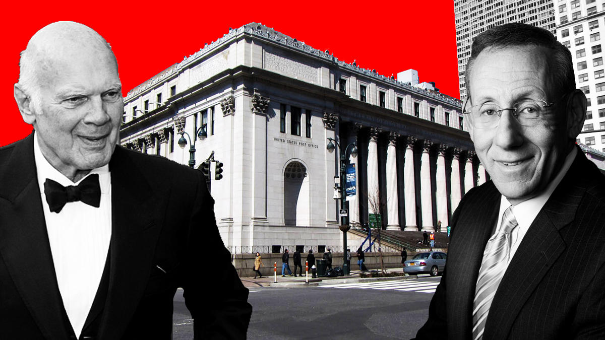 From left: Vornado Realty Trust CEO Steve Roth, Farley Post Office and Related Companies CEO Steve Ross (Credit: Wikimedia)