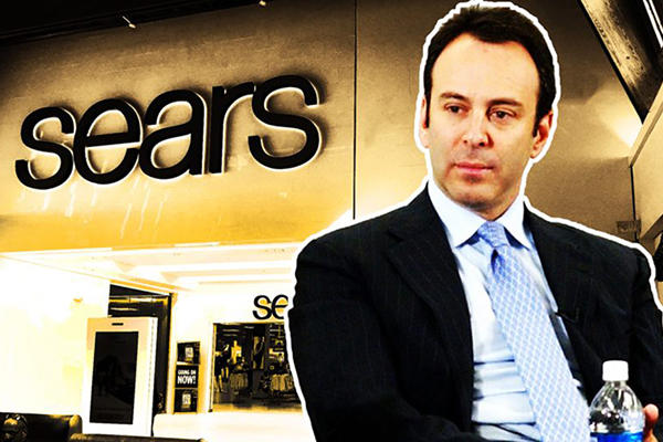Sears CEO Eddie Lampert and a Sears store. (Credit: Phillip Pesar via Flickr and Getty Images)