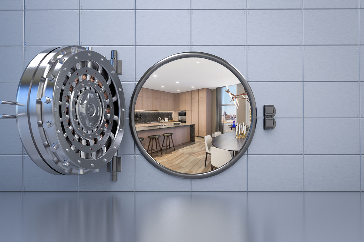 An image of a bank vault and 49 Chambers (Credit: iStock)