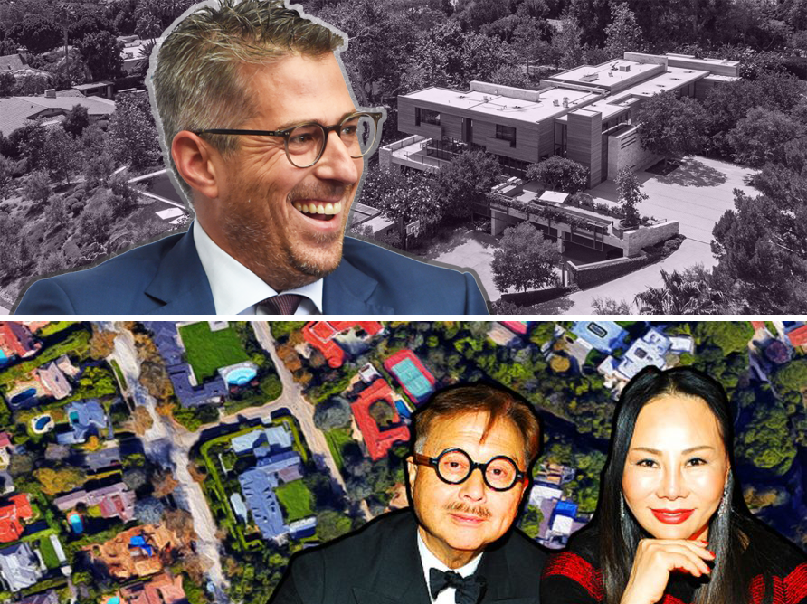 Top: Casseu Wasserman and the Foothill Estate; Bottom: Michael and Eva Chow and a Google Maps image of South Mapleton Drive