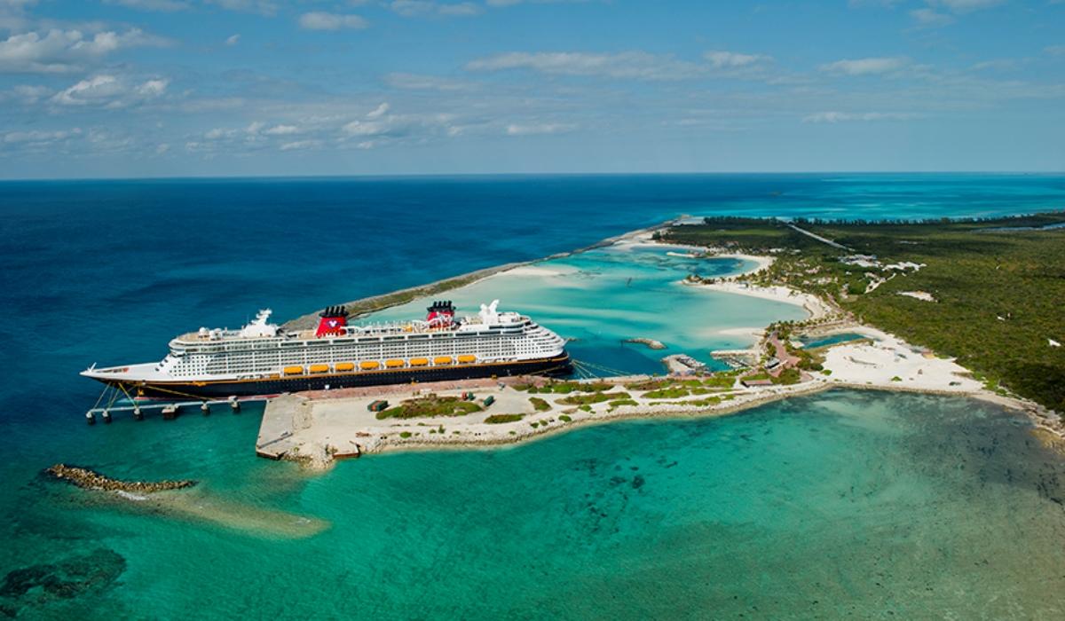 Disney Cruise Line ship at Castaway Cay in the Bahamas