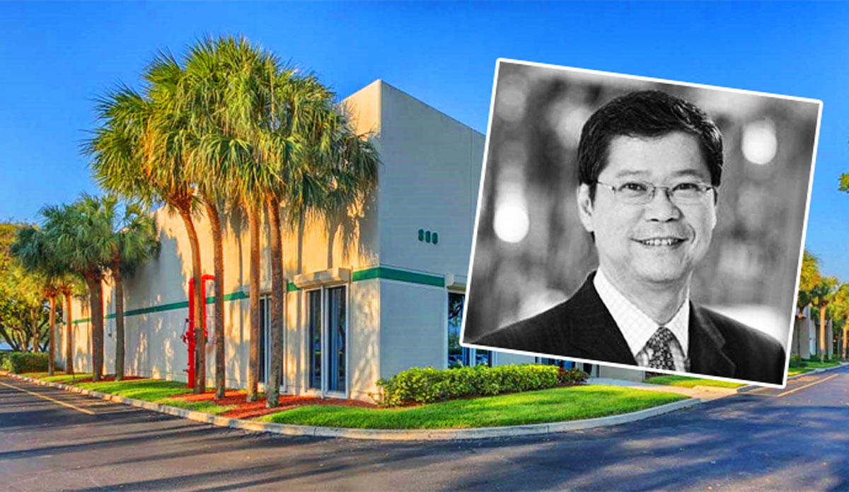 Mapletree Investments CEO Hiew Yoon Khong and 800 Northwest 33rd Street in Pompano Beach (Credit: Wikimedia Commons)