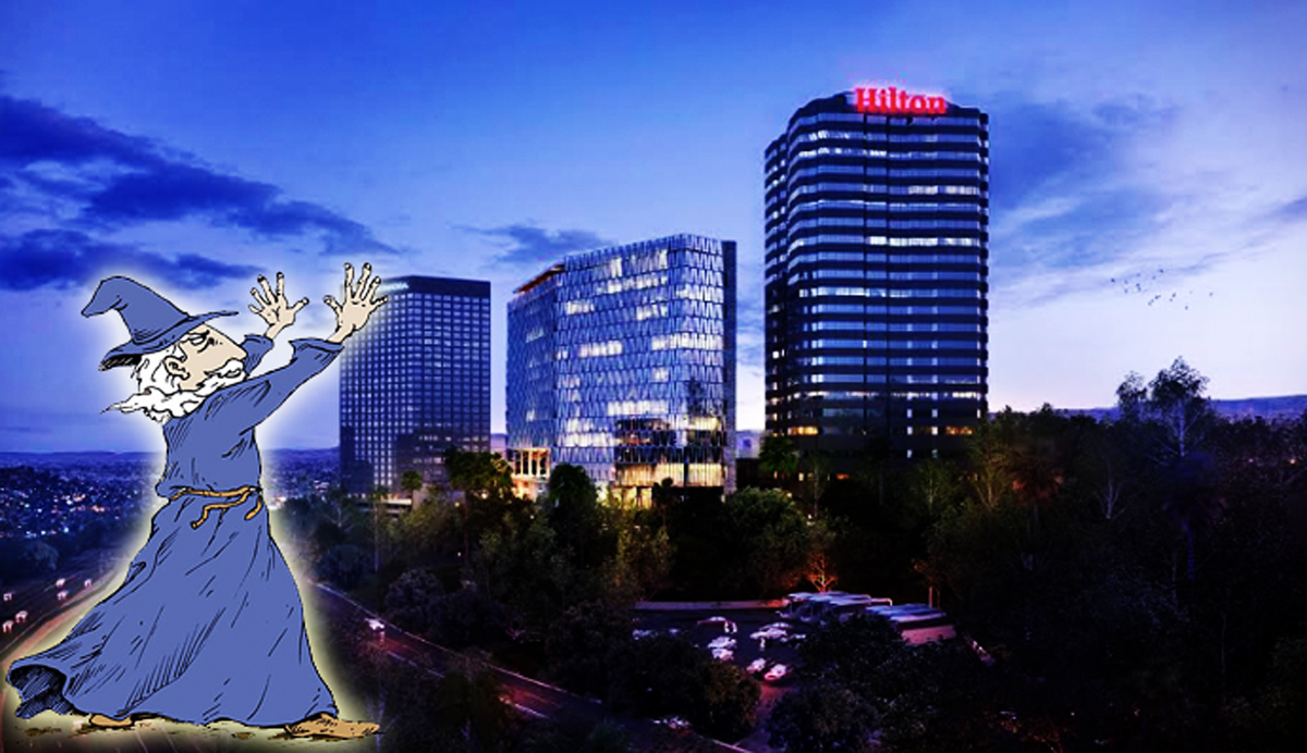 Rendering of tower at Hilton Los Angeles