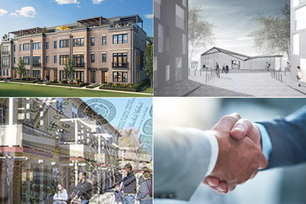 <em>Clockwise from top left: Edge on Hudson, a new street is planned for New Rochelle, a two-office Stamford campus trades for $16.5M, Westchester multifamily properties selling "like hotcakes."</em>
