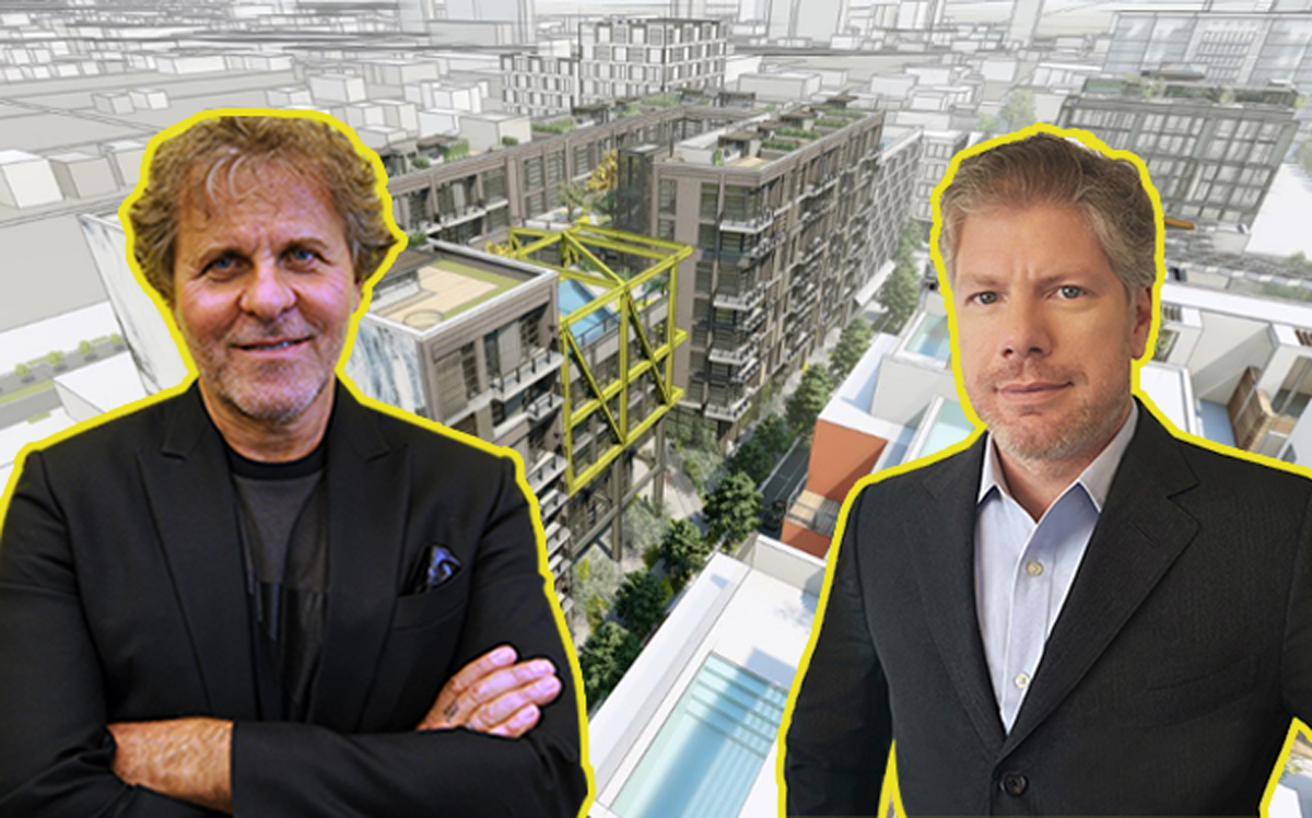 From left: Diesel founder Renzo Rosso, Maximillian Beltrame and Diesel tower rendering (Credit: Getty Images)