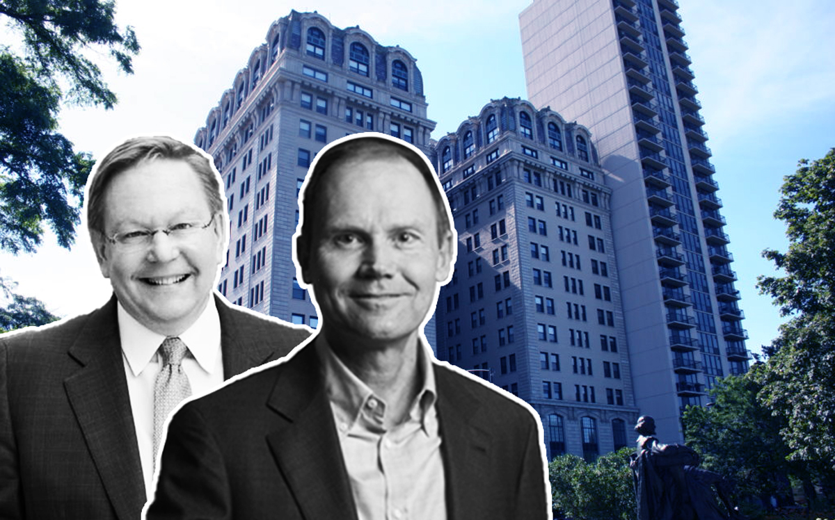PGIM CEO David Hunt, Joe Mansueto, and 2300 North Lincoln Park West (Credit: PGIM, Morningstar, and Pearson Realty Group)
