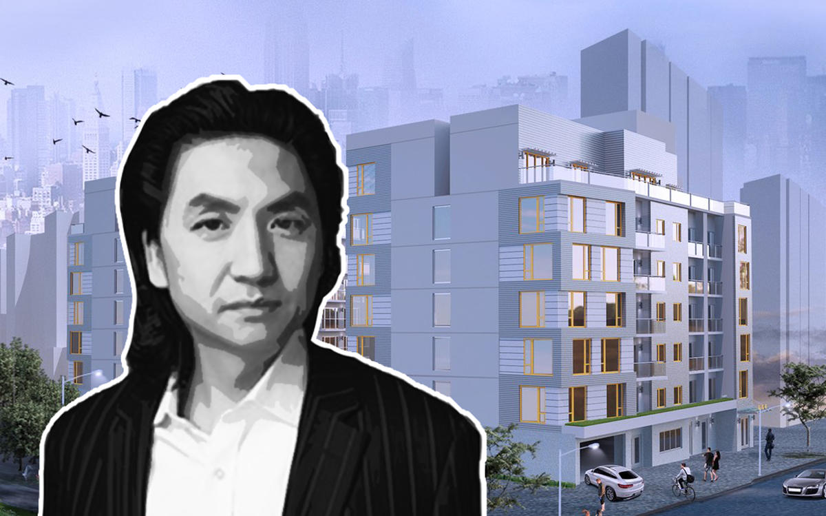 Bentley Zhao and a rendering of 37-14 34th Street (Credit: New Empire Real Estate Development)