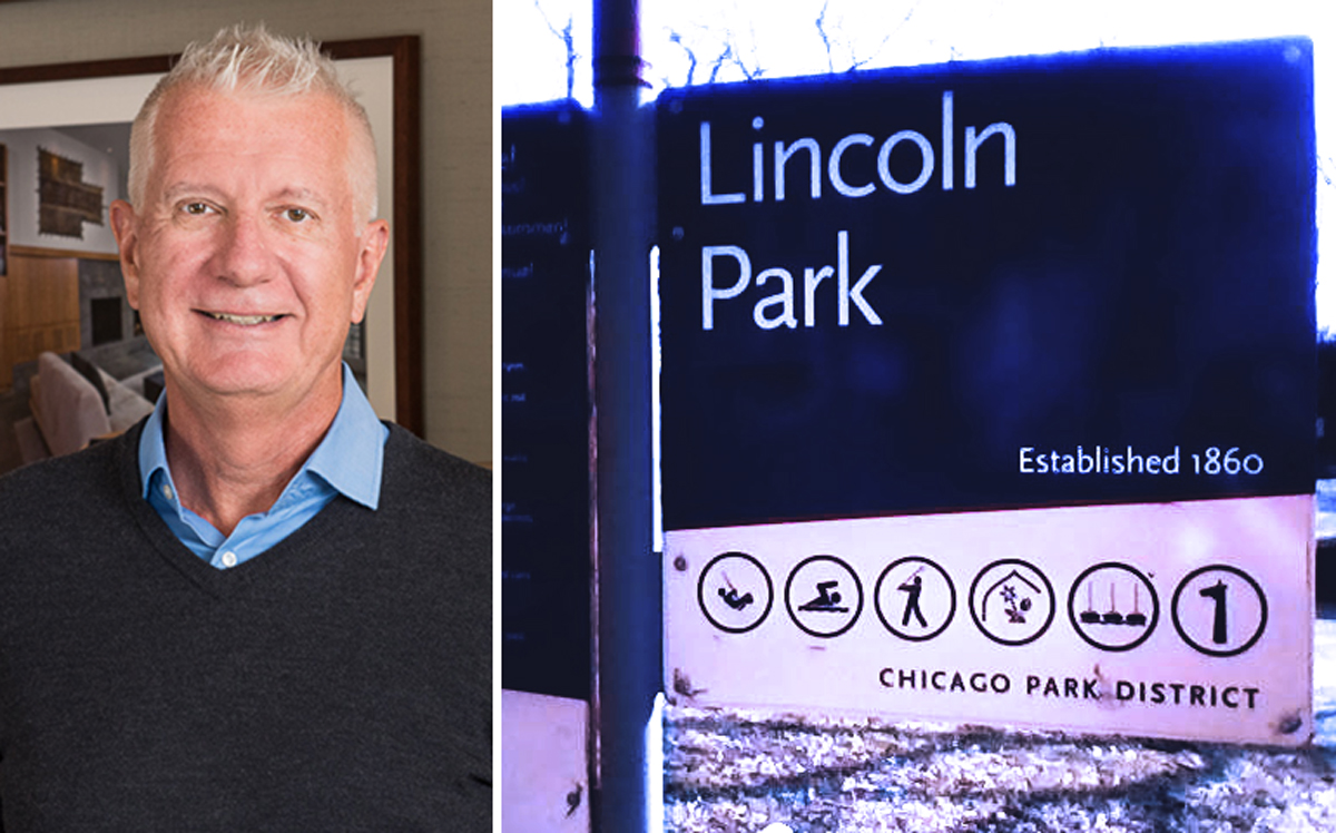 Environs Development founder and principal Ken Brinkman and a Lincoln Park sign (Credit: Environs Development and Wikipedia)