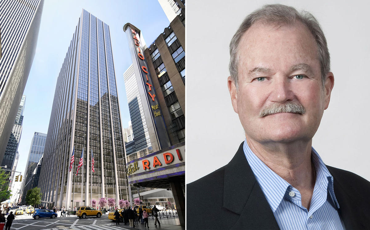 1271 Sixth Avenue and AIG CEO Brian Duperreault (Credit: Rockefeller Group and Wikipedia)