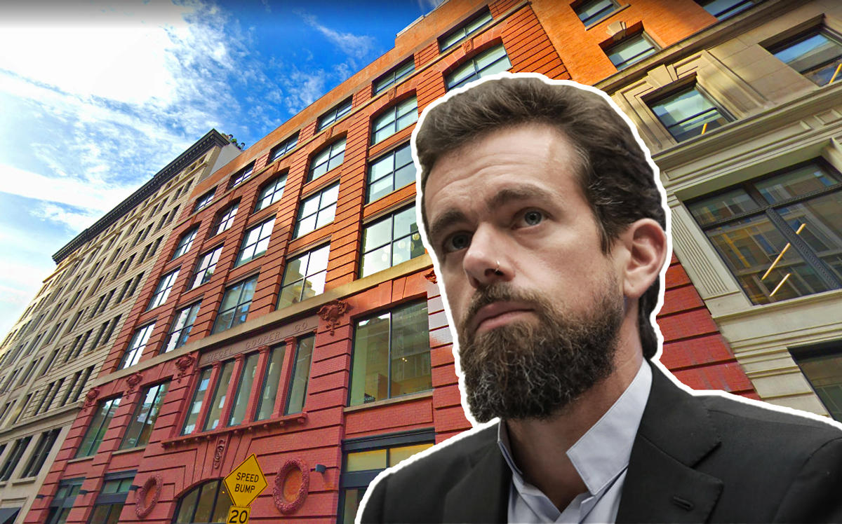 249 West 17th Street and Twitter CEO Jack Dorsey (Credit: Google Maps and Getty Images)