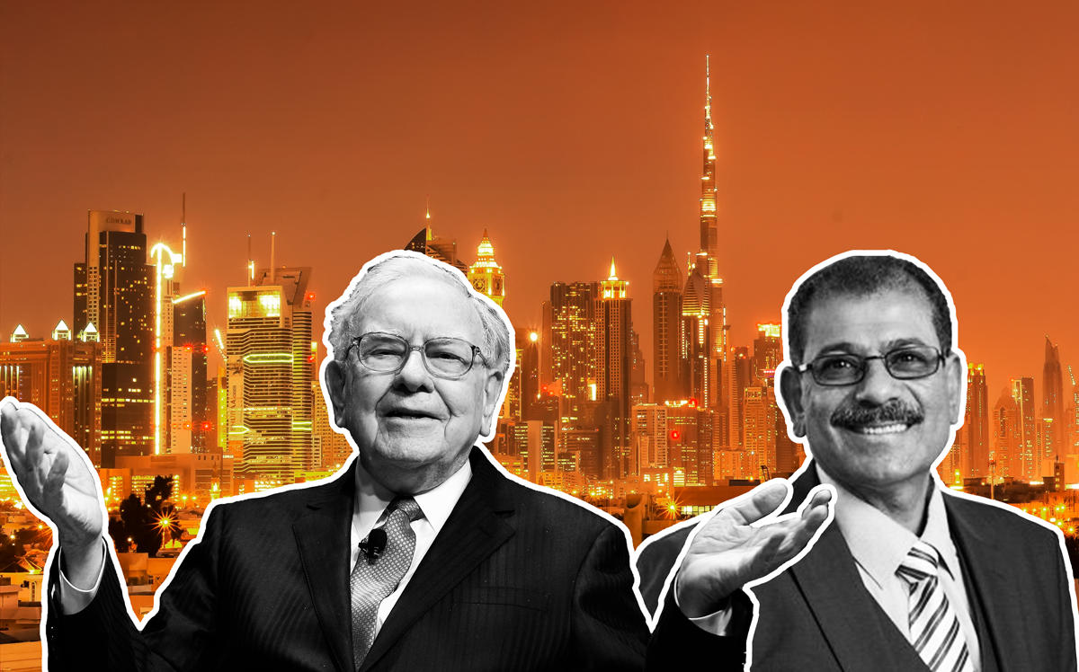 Warren Buffett, Samuel Bikhit , and Dubai (Credit: Getty Images, Kay &amp; Co, and Wikipedia)