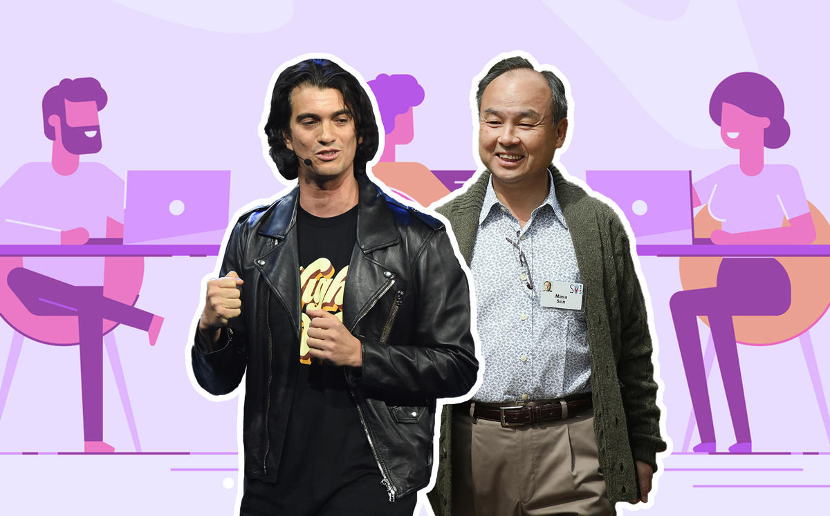 Adam Neumann and Masayoshi Son (Credit: Getty Images and iStock)